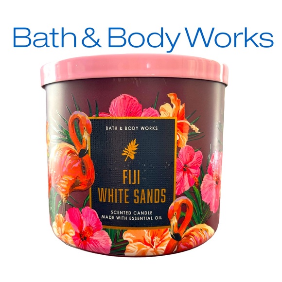FIJI WHITE SANDS BRAND NEW BATH & BODY WORKS 3 WICK CANDLE GORGEOUS COLORED WAX - Picture 1 of 4